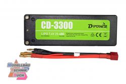CD33002S#D-Power CD-3300/2S Lipo 7.4V 2S 45C mit T-Stecker