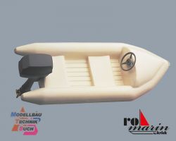 ro1577#Schlauchboot mit Au�enbordmotor-Atrappe 1:25